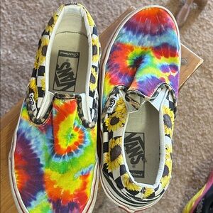 Vans Multicolor Tie-Dye Sunflower Slip-On Sneakers